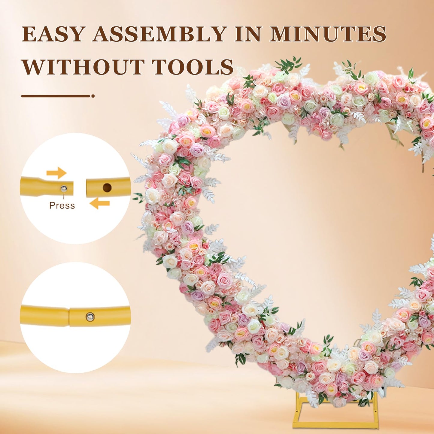 6.6 Ft Heart-Shaped Metal Arch Stand with Water Bag