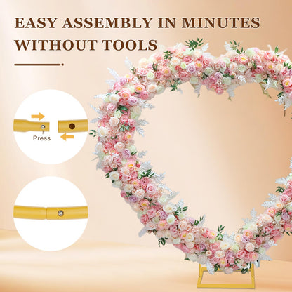 6.6 Ft Heart-Shaped Metal Arch Stand with Water Bag