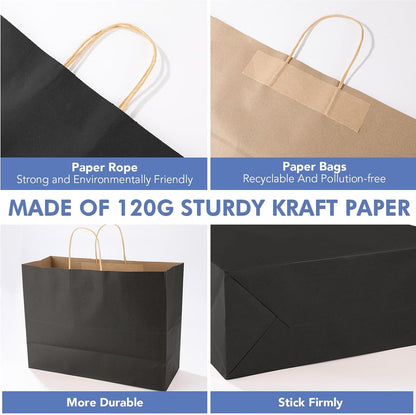 XPCARE 200 Pack Kraft Paper Bags,16x6x12 Inch
