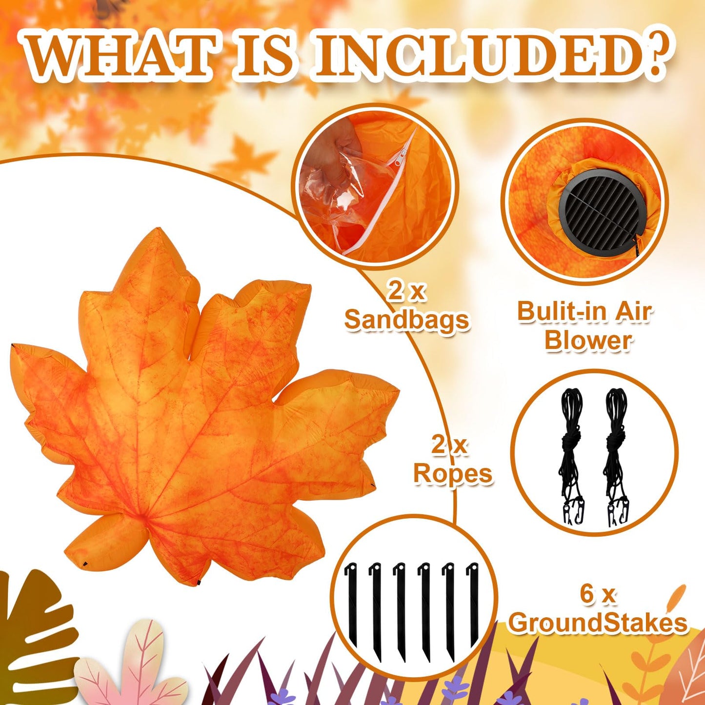 7 Ft LED Inflatable Maple Leaf Fall Yard Decoration