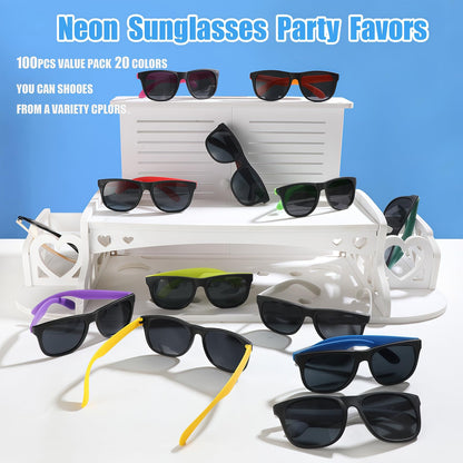 100 Pack 20 Colors Neon Party Sunglasses Bulk Sunglasses Party Favors