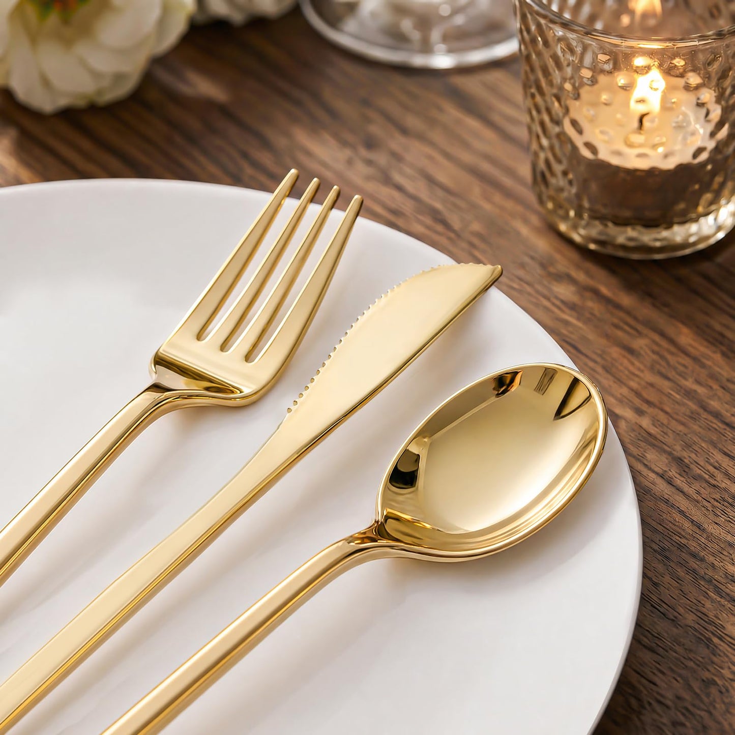 PULOTE 300PCS Plastic Silverware - Heavy Plastic Cutlery Set