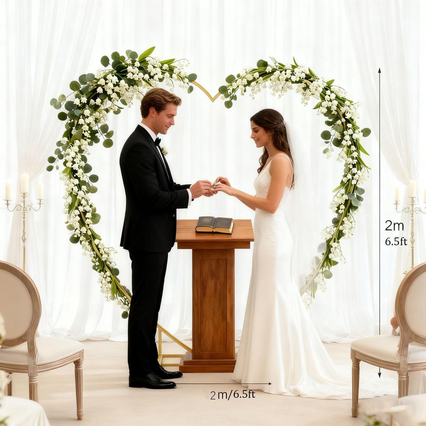 6.7 Ft Metal Heart Arch Stand for Weddings, Proposals & Event Backdrops