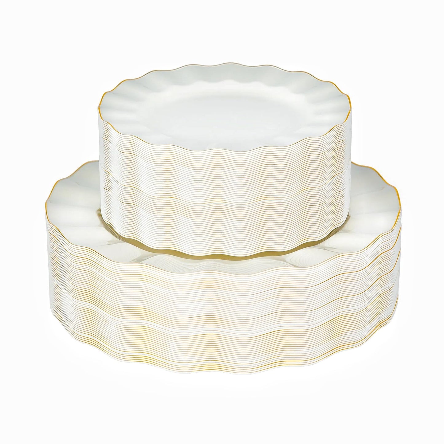 120-Piece White Gold Disposable Plastic Plate Set