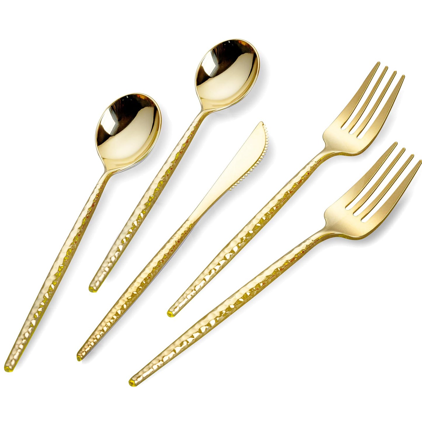 300-Piece Gold Hammered Disposable Cutlery Set