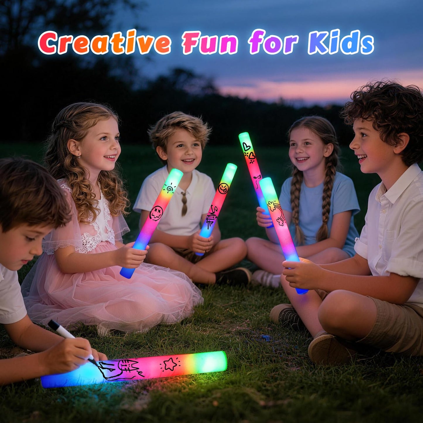 Light-Up Foam Glow Sticks with Three Flashing Modes