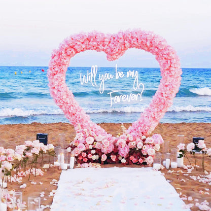 6.6 Ft Heart-Shaped Metal Arch Stand with Water Bag