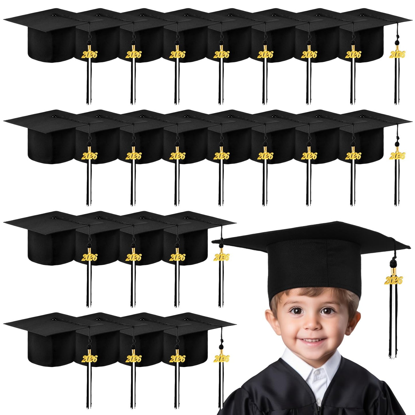 Child-Size 2026 Preschool Graduation Caps with Tassels