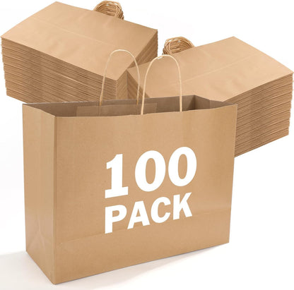 XPCARE Kraft Paper Bags with Handles Bulk