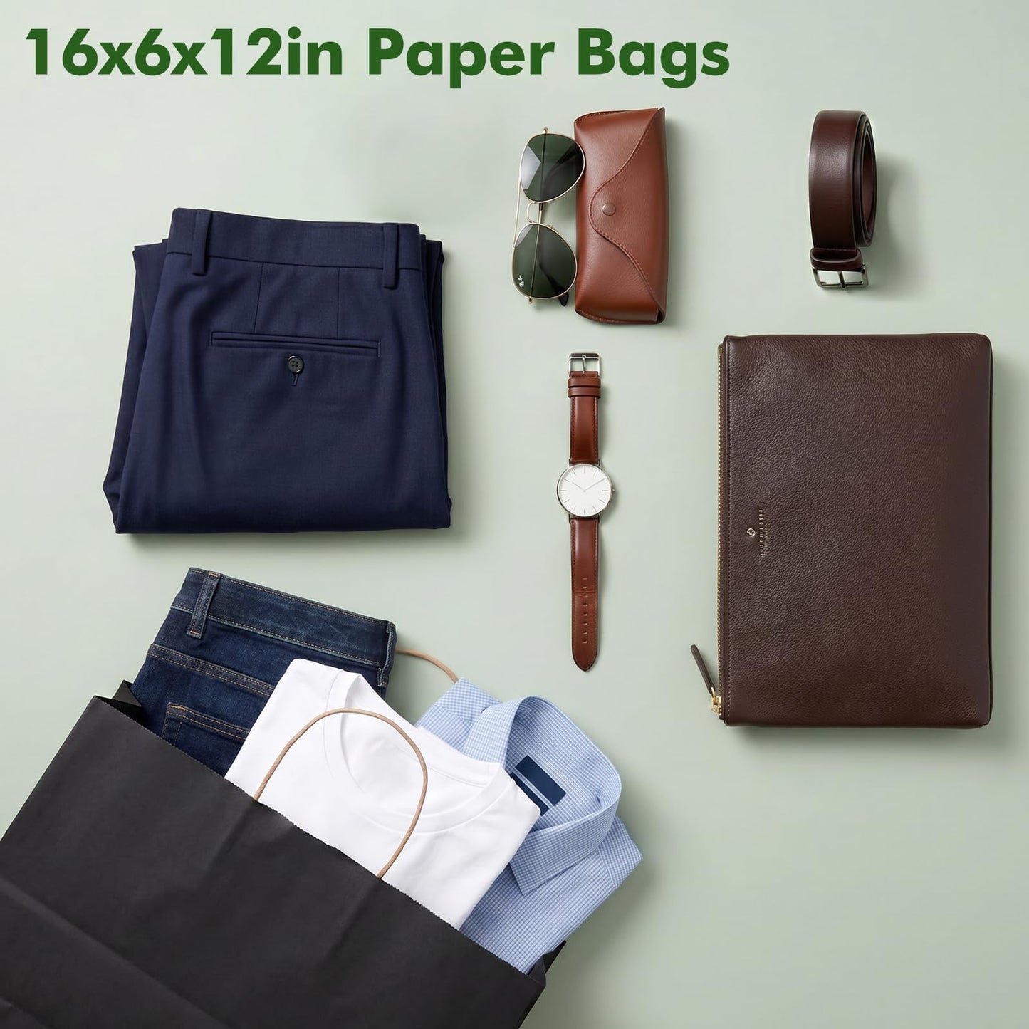 OUTUXED 200pcs Paper Bags with Handles
