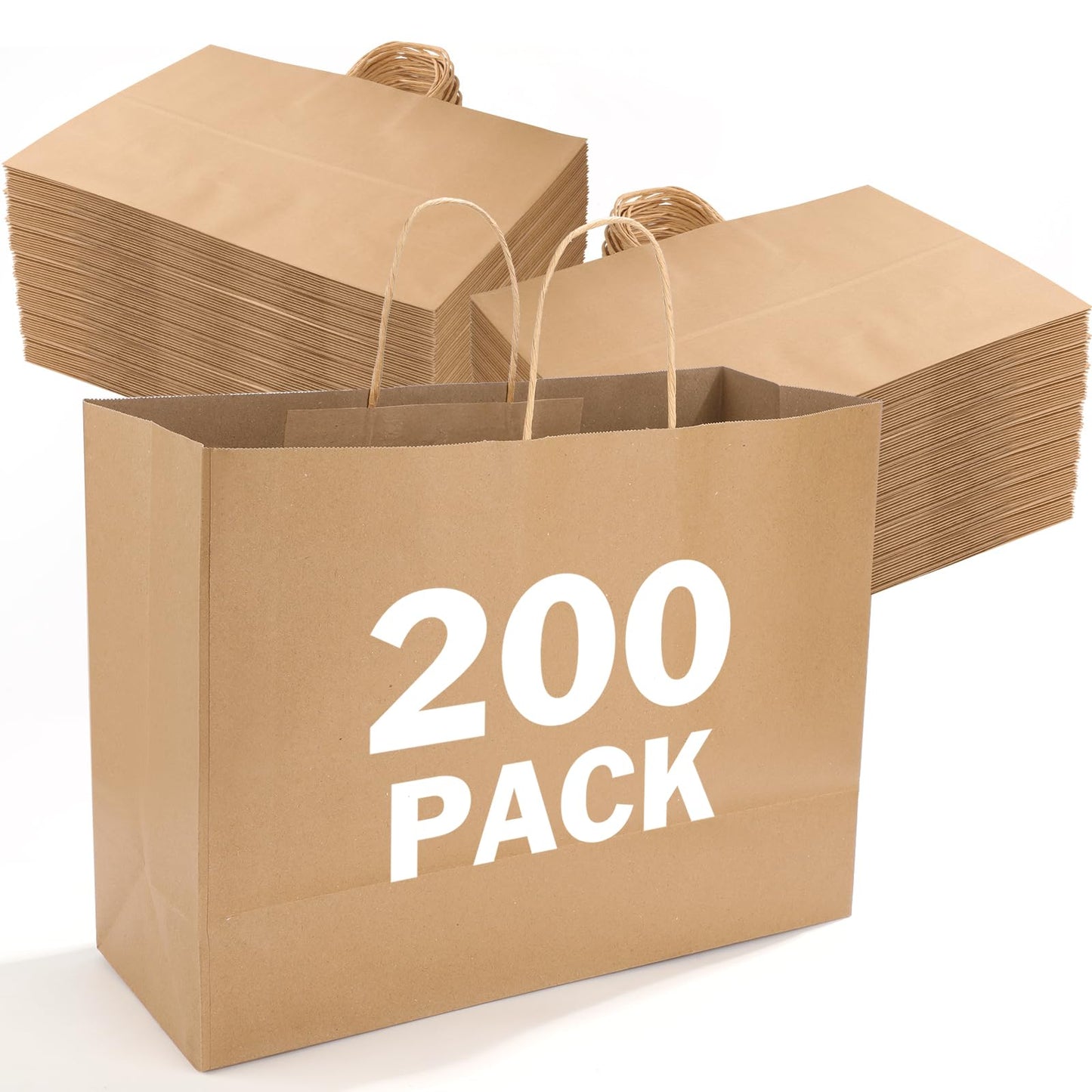 XPCARE 200 Pack Kraft Paper Bags,16x6x12 Inch