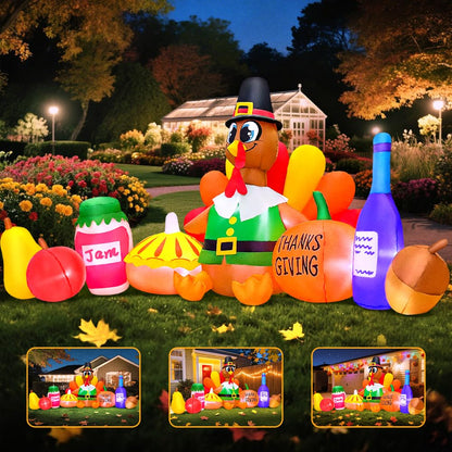 LED Inflatable Turkey and Pumpkin Thanksgiving Decoration