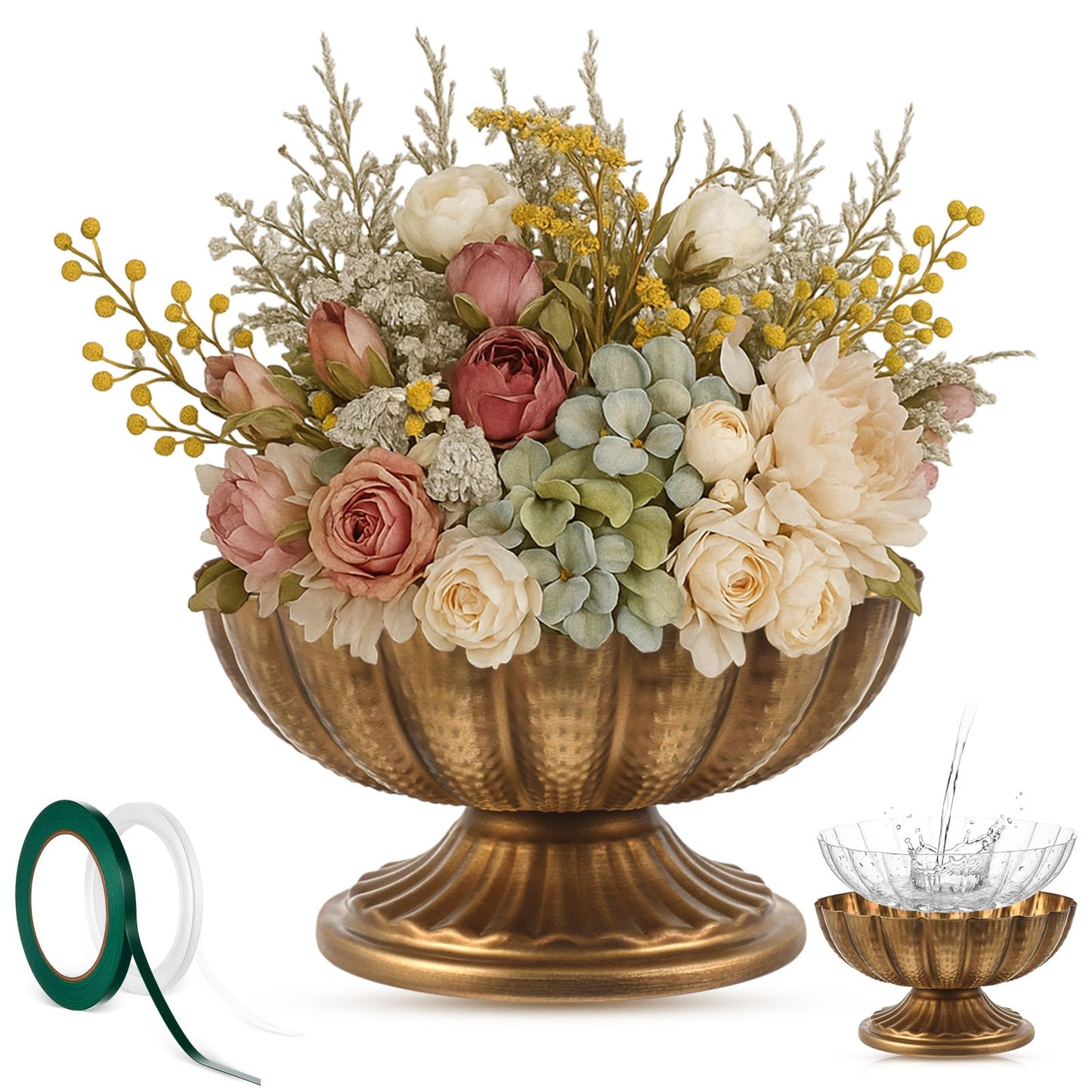 Ninehaoou Metal Compote Bowl Vase Centerpiece