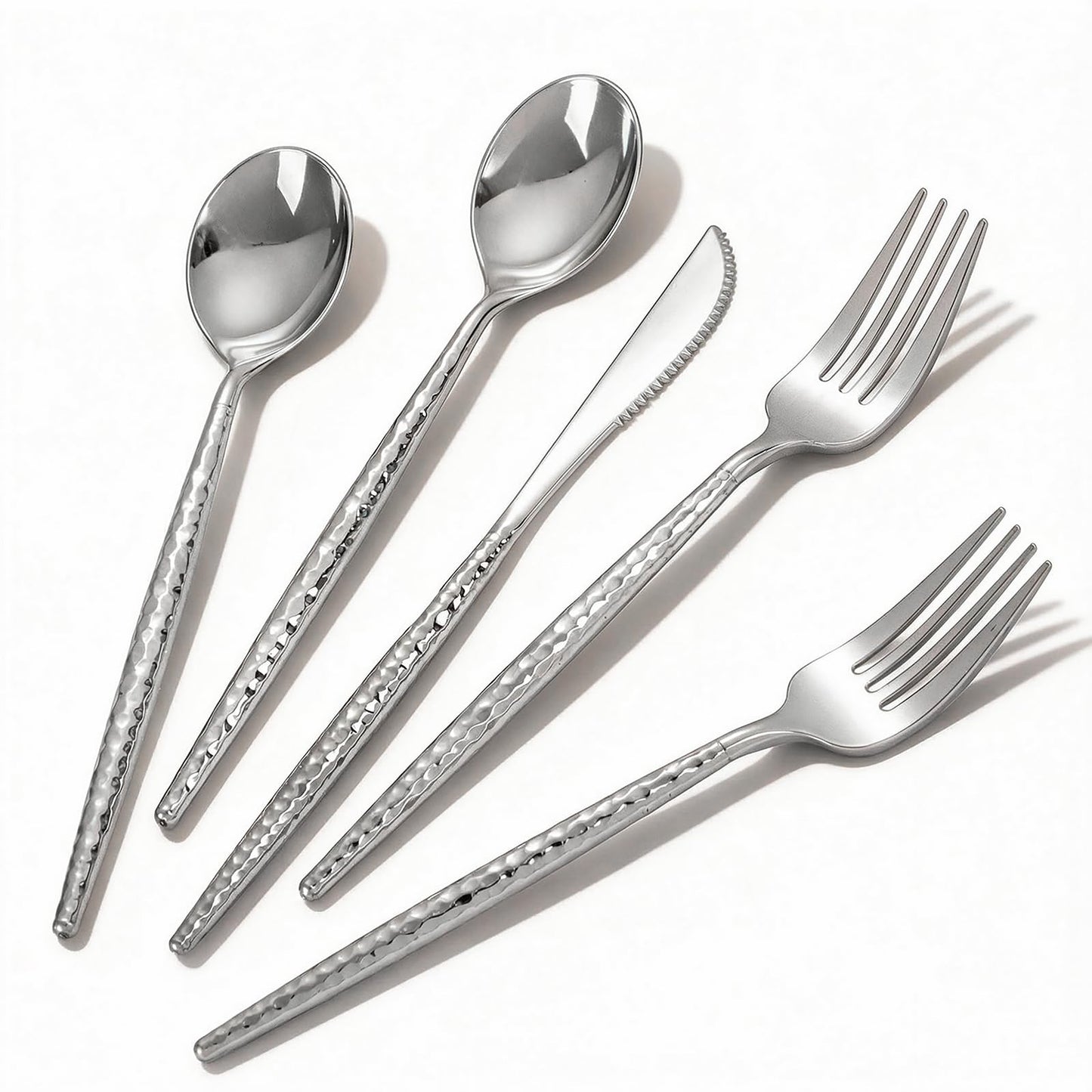 144-Piece Silver Disposable Cutlery Set for Parties and Weddings