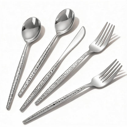 144-Piece Silver Disposable Cutlery Set for Parties and Weddings