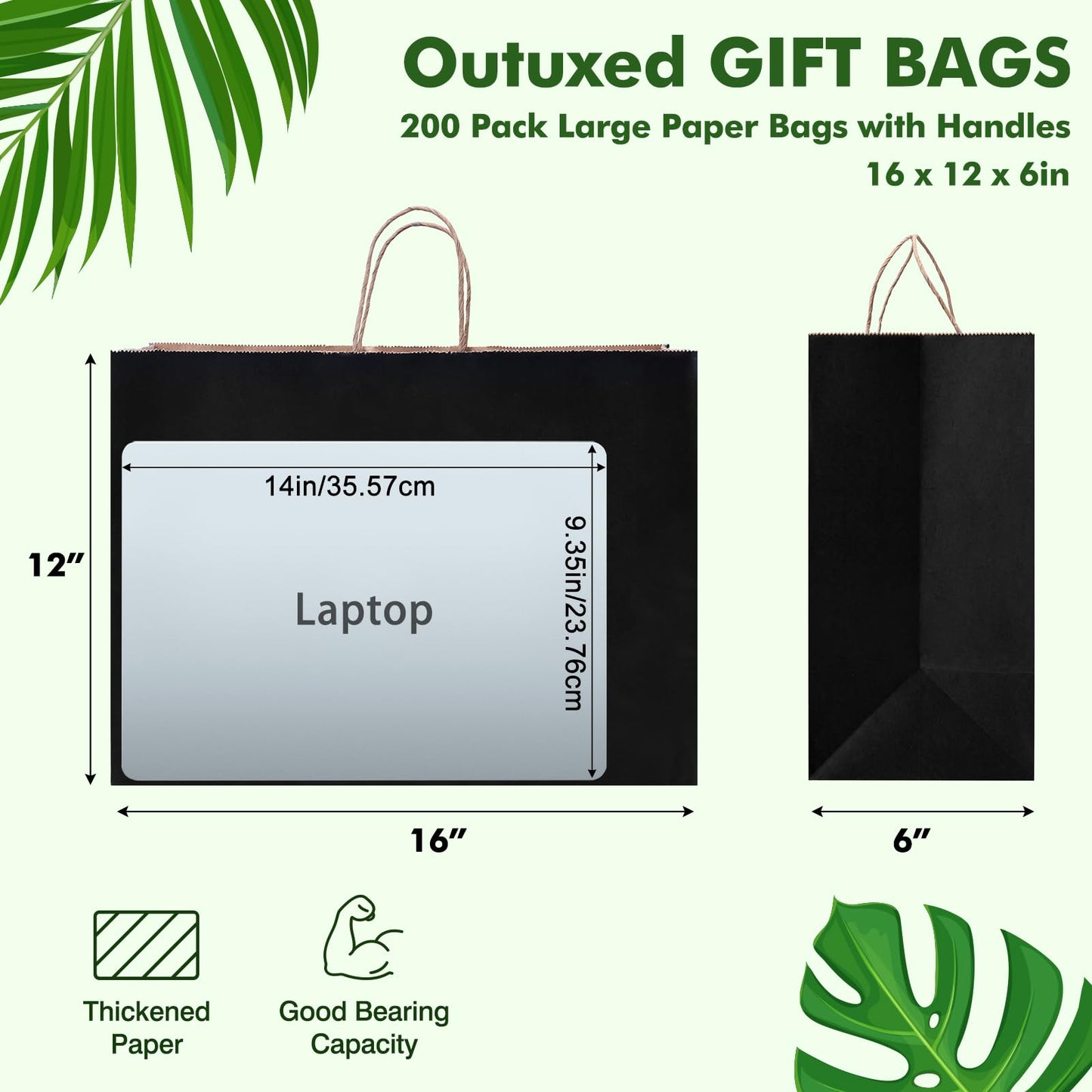 OUTUXED 200pcs Paper Bags with Handles