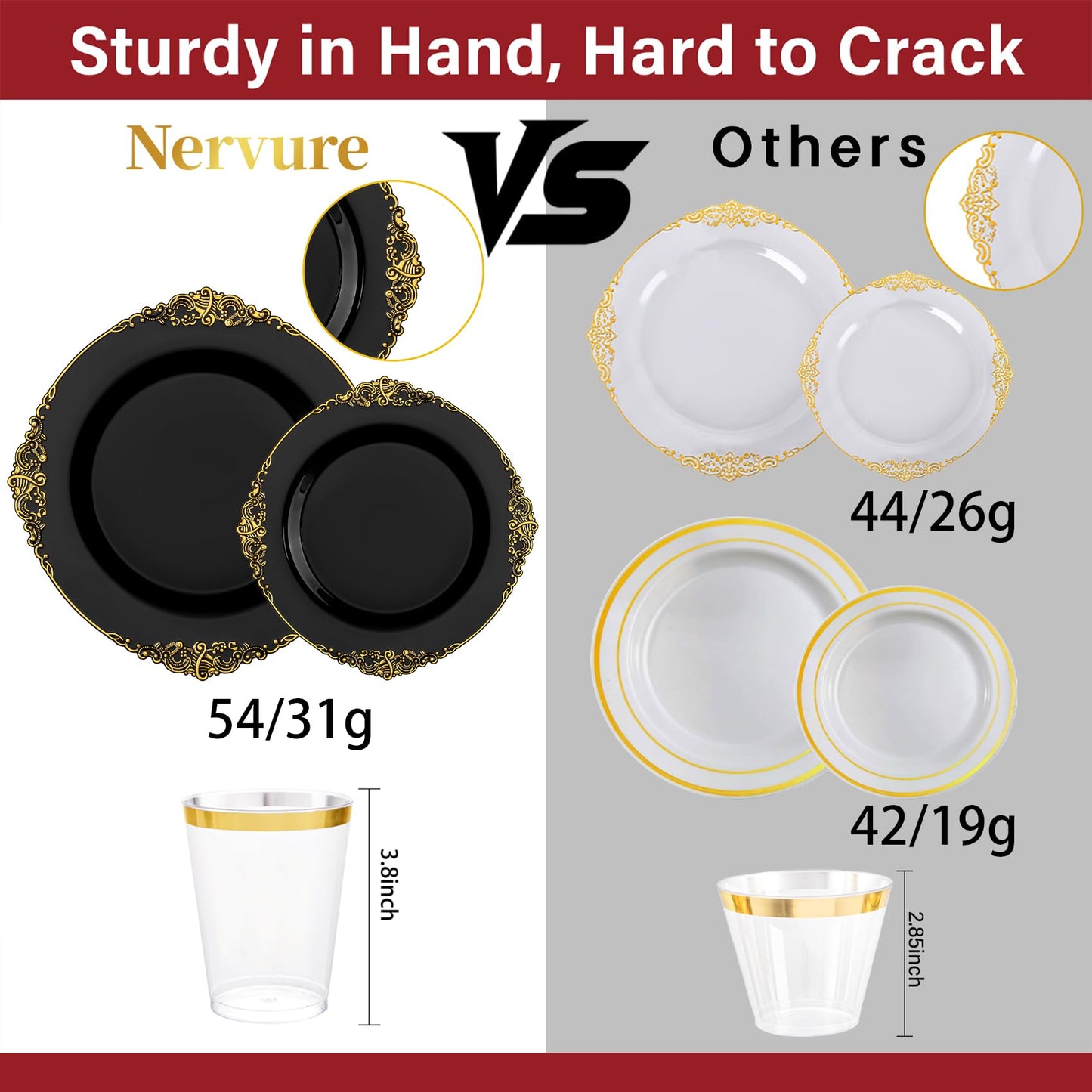350-Piece Disposable Dinnerware Set with Plates, Cups and Cutlery