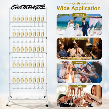 5-Tier Metal Champagne Wall Holder for 40 Glasses