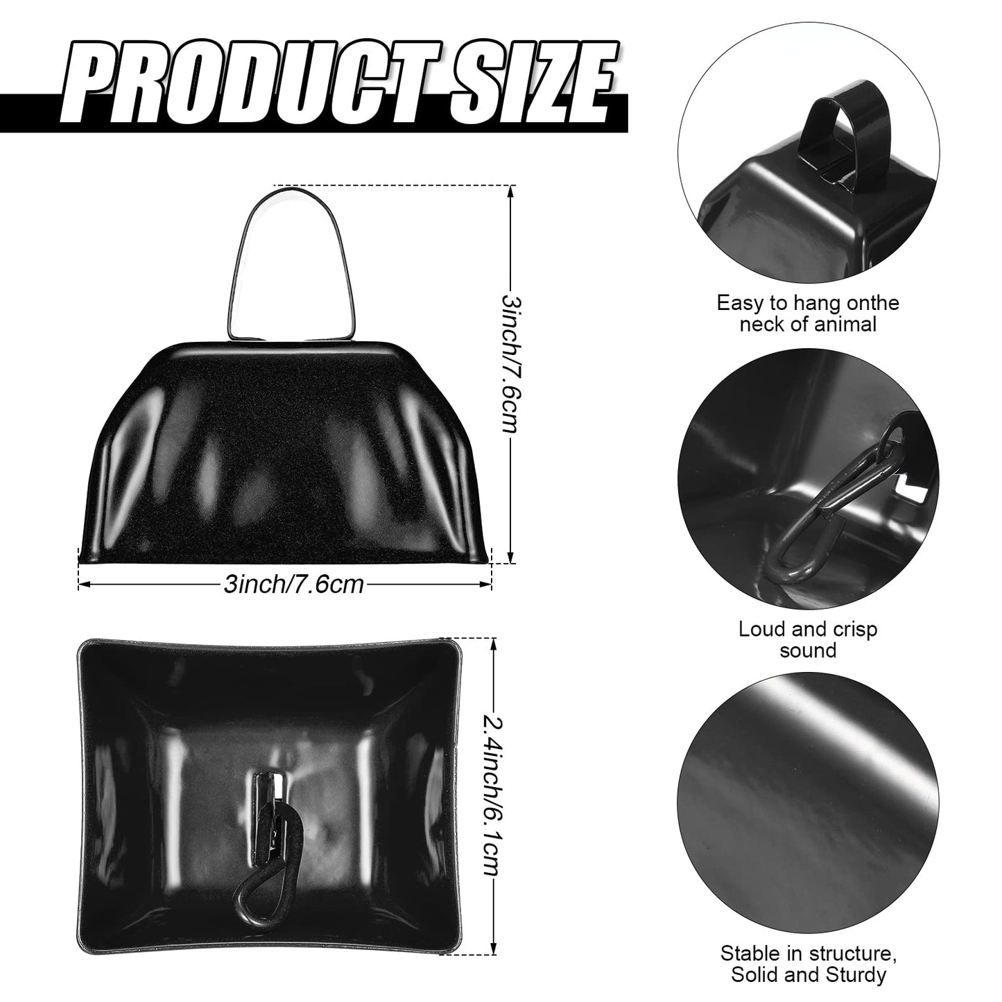 48-Piece Metal Cowbells with Handles for Team Cheering