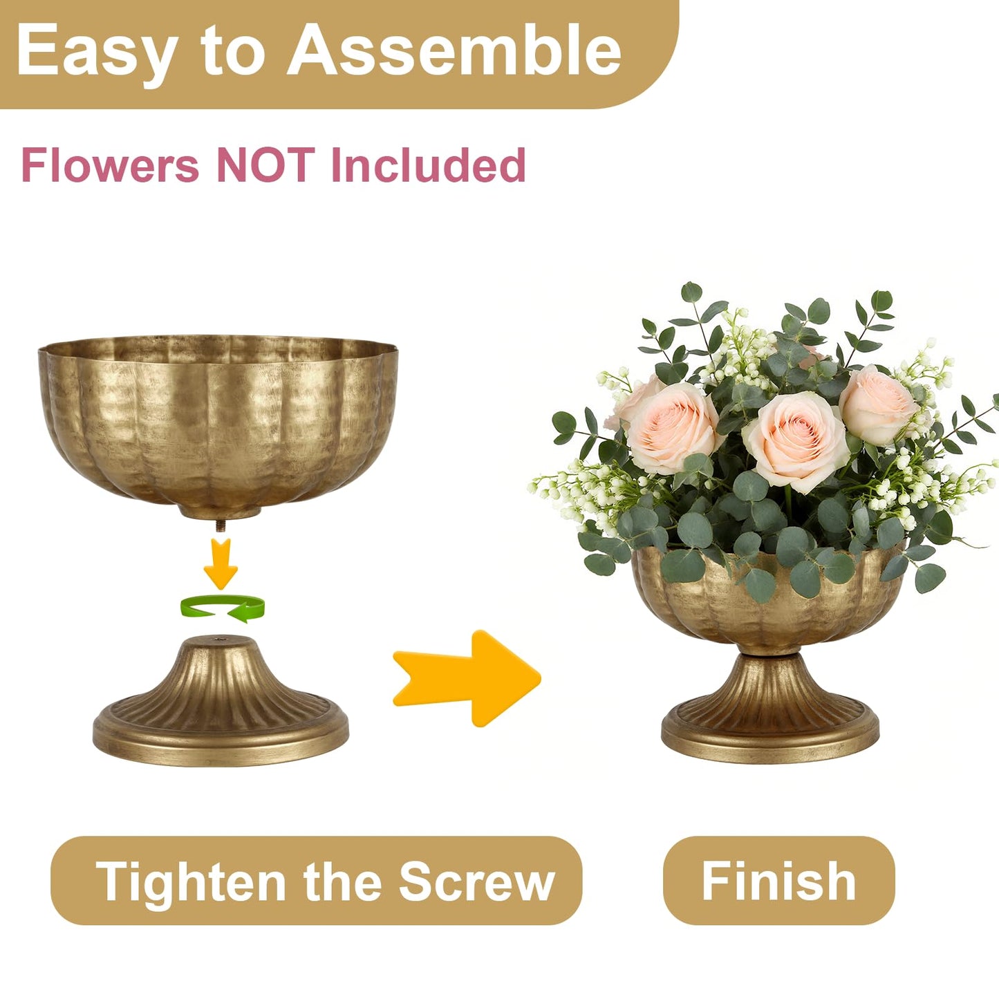 Retro Gold Vases for Centerpieces Set