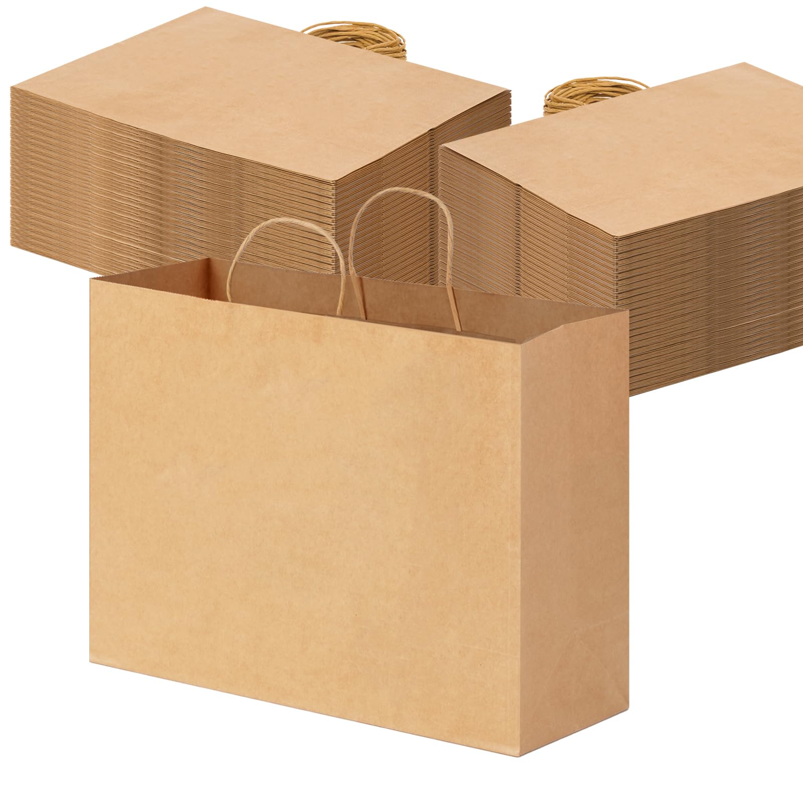 OUTUXED 110pcs 16x6x12in Brown Paper Bags with Handles, Large Gift Bags