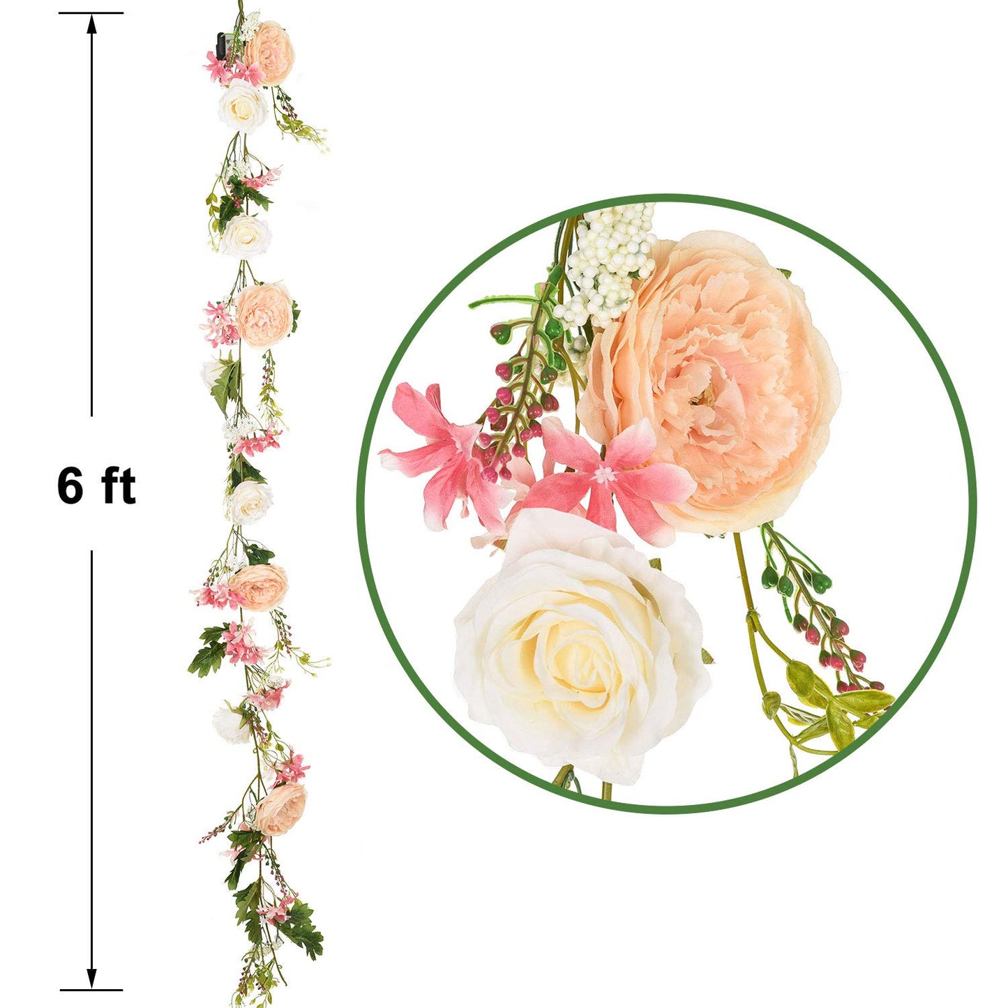 DearHouse 2Pack Artificial Peony Flower Garland