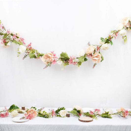 DearHouse 2Pack Artificial Peony Flower Garland