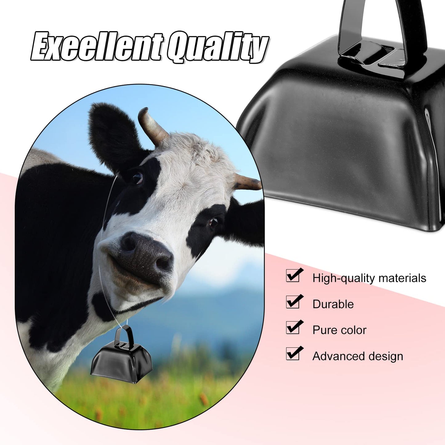 48-Piece Metal Cowbells with Handles for Team Cheering