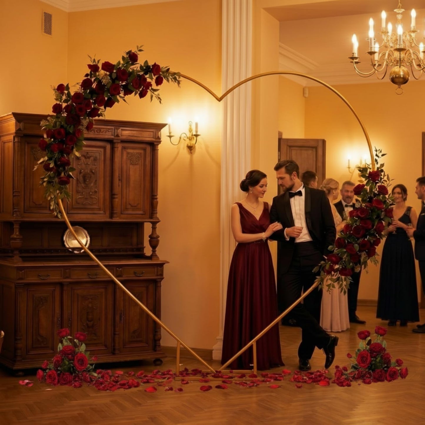 Metal Heart Wedding Arch Stand with Base for Events & Backdrops