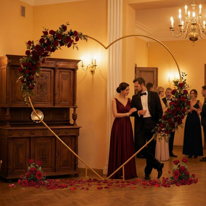 Metal Heart Wedding Arch Stand with Base for Events & Backdrops