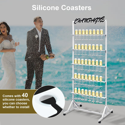 5-Tier Metal Champagne Wall Holder for 40 Glasses