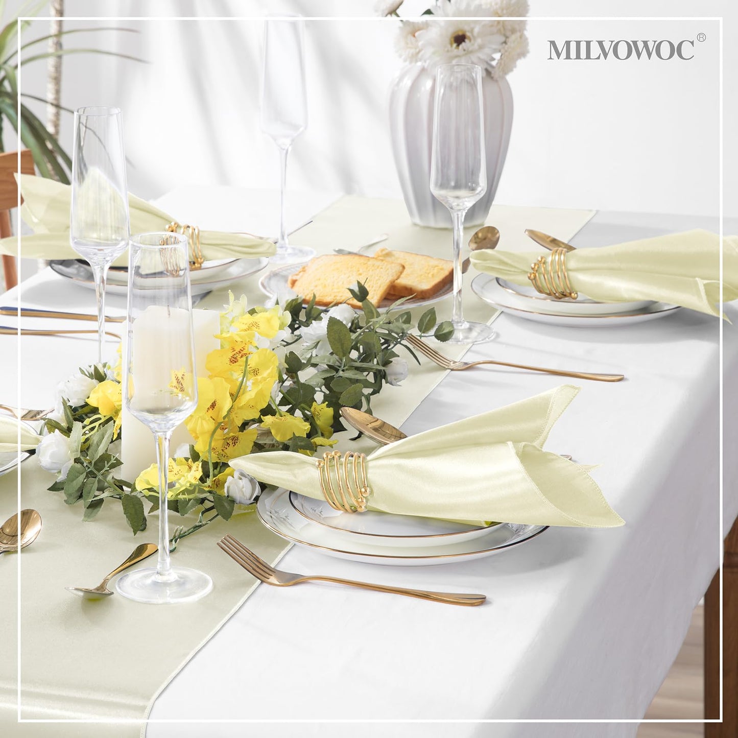 MILVOWOC Square Satin Napkins