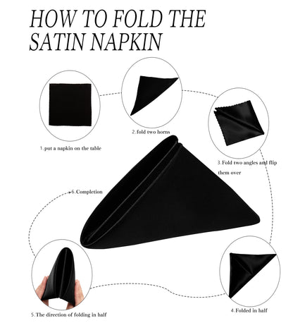 Square Satin Cloth Dinner Napkins for Weddings and Events