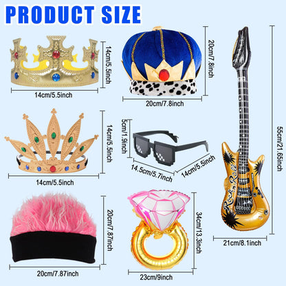 Novelty Photo Booth Props Set with Hats, Glasses and Wigs