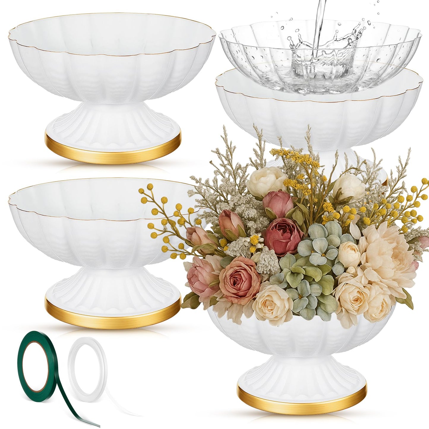 Ninehaoou Metal Compote Bowl Vase Centerpiece