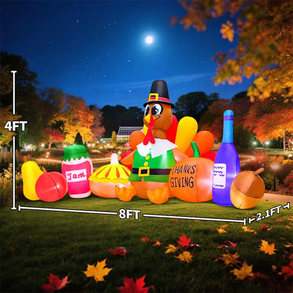 LED Inflatable Turkey and Pumpkin Thanksgiving Decoration