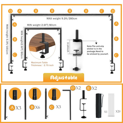 Adjustable 10.5 Ft Backdrop Stand with Floor and Clamp Modes