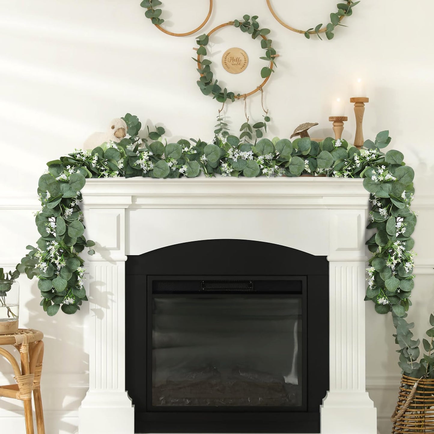 4-Pack Artificial Eucalyptus Garlands with White Flowers