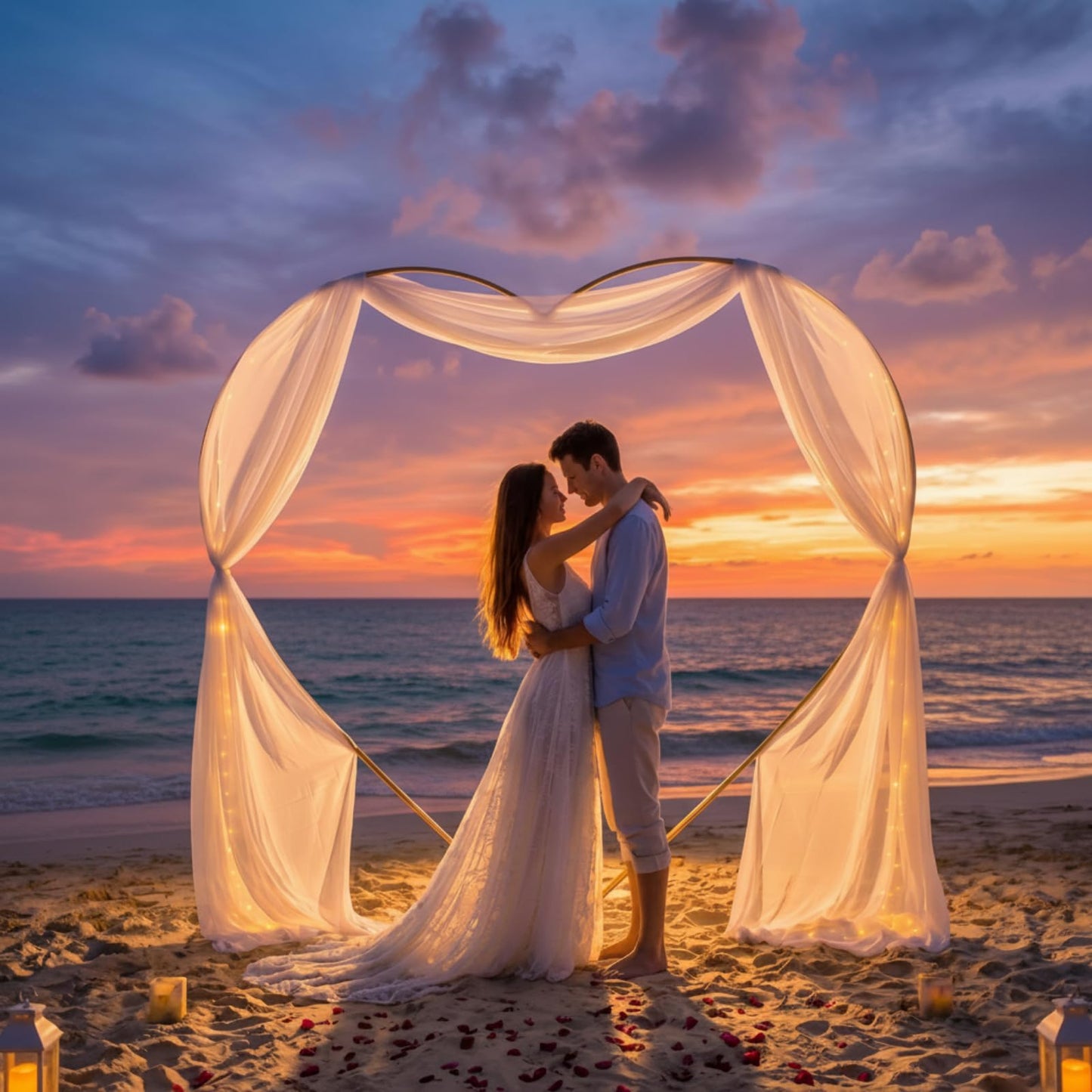 Metal Heart Wedding Arch Stand with Base for Events & Backdrops