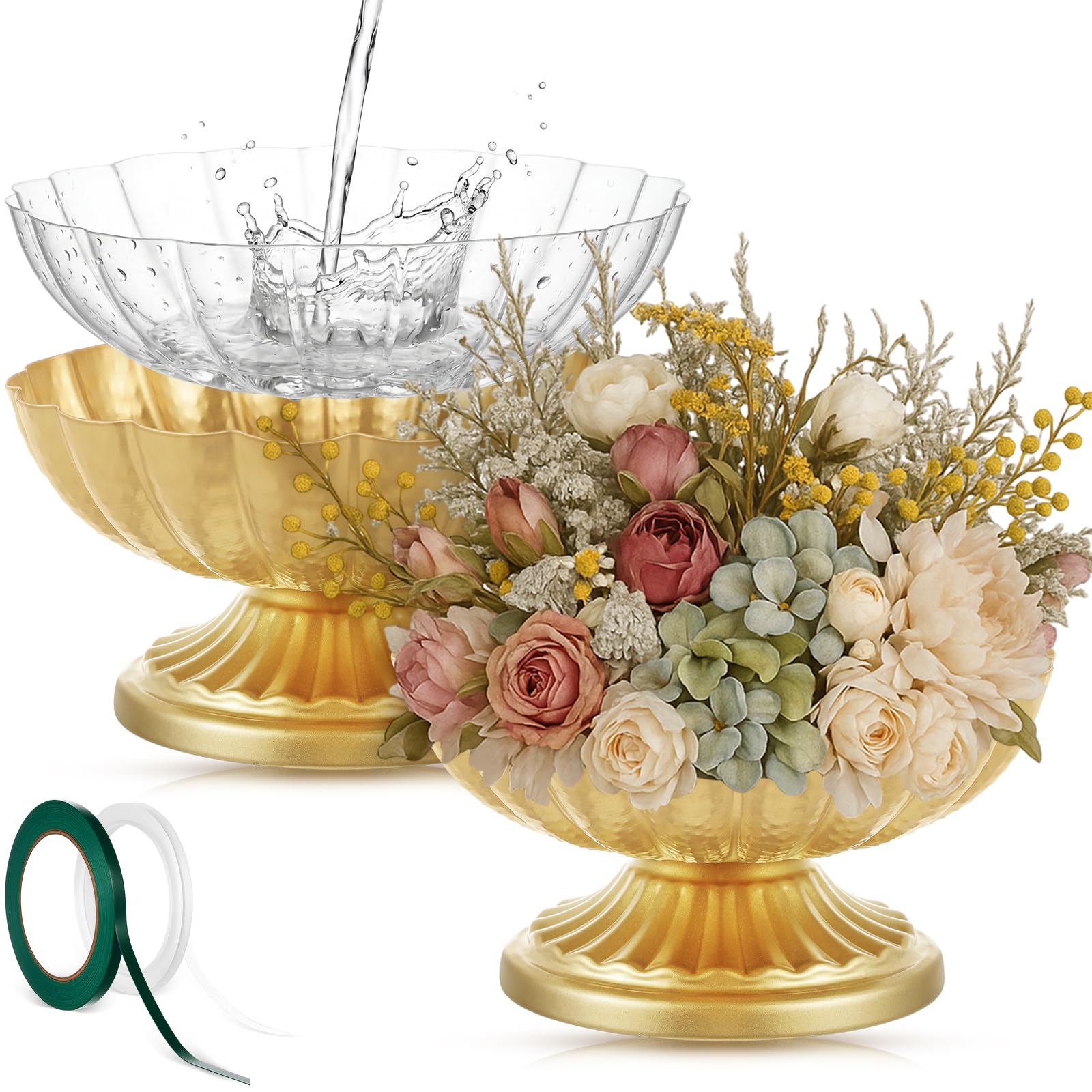 Ninehaoou Metal Compote Bowl Vase Centerpiece