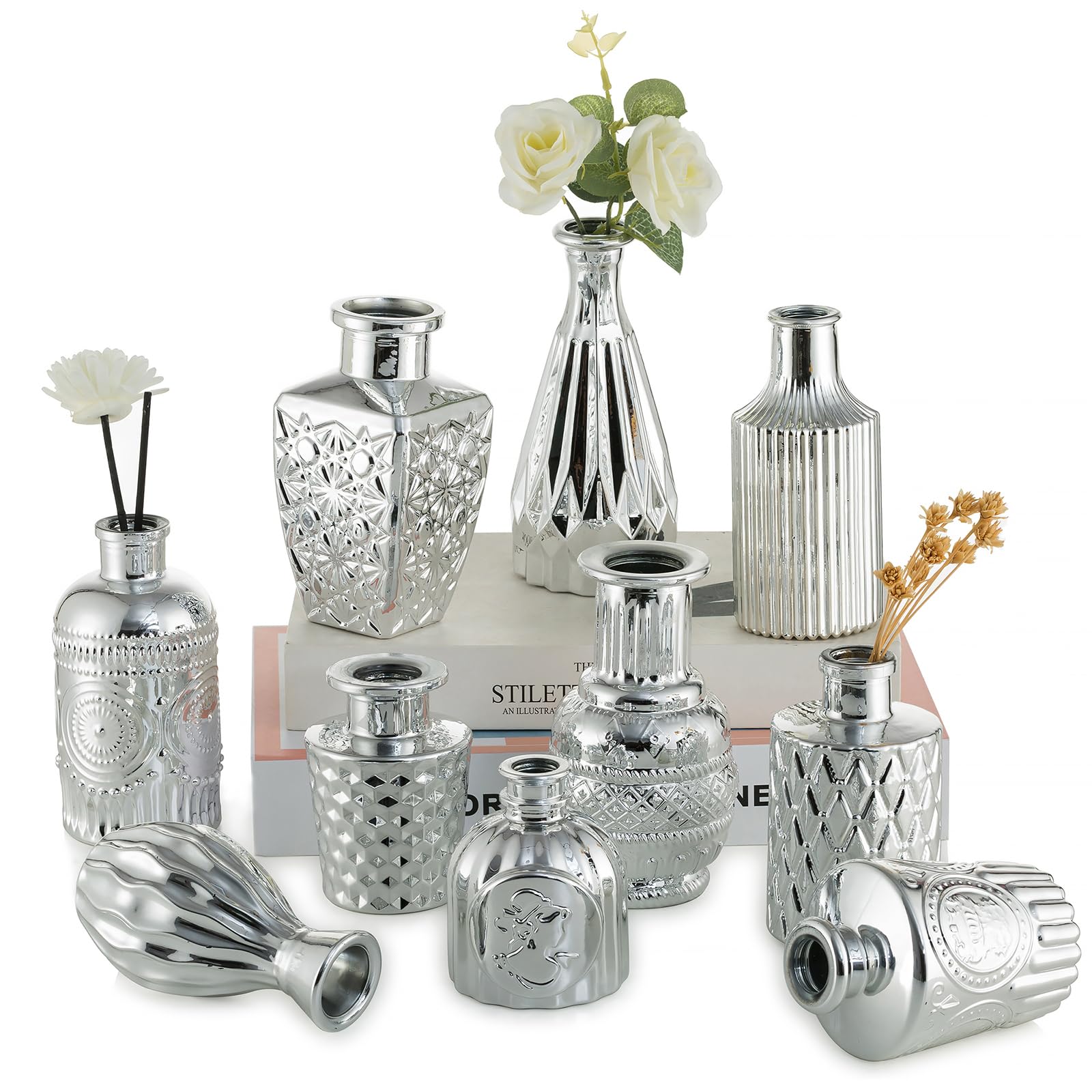 Mini Vintage Glass Bud Vases for Wedding Centerpieces