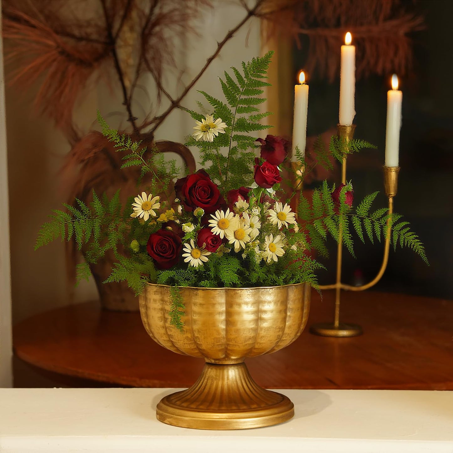 Retro Gold Vases for Centerpieces Set