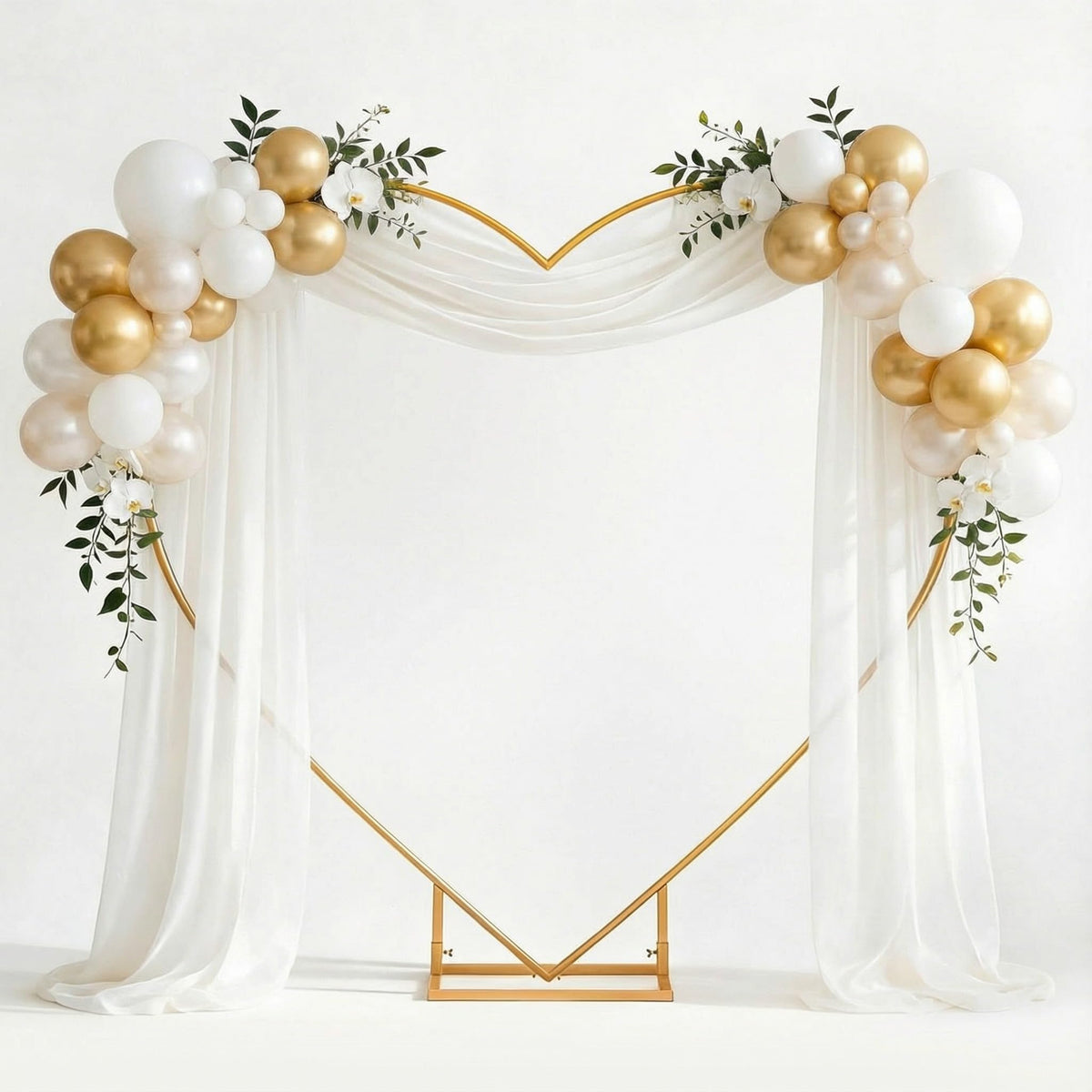 Metal Heart Wedding Arch Stand with Base for Events & Backdrops