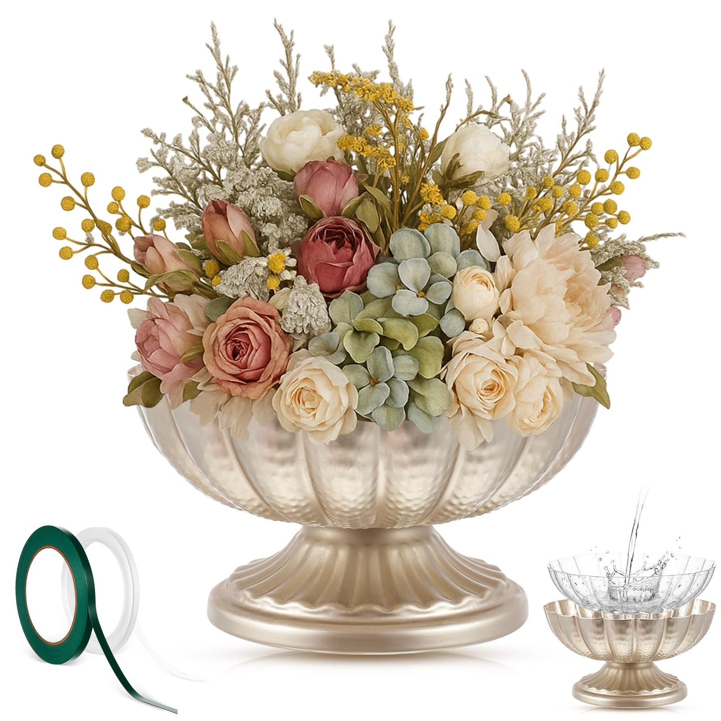 Ninehaoou Metal Compote Bowl Vase Centerpiece