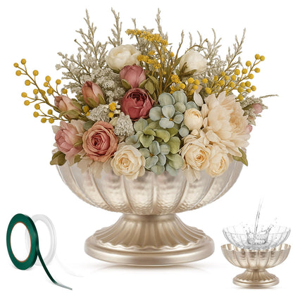 Ninehaoou Metal Compote Bowl Vase Centerpiece