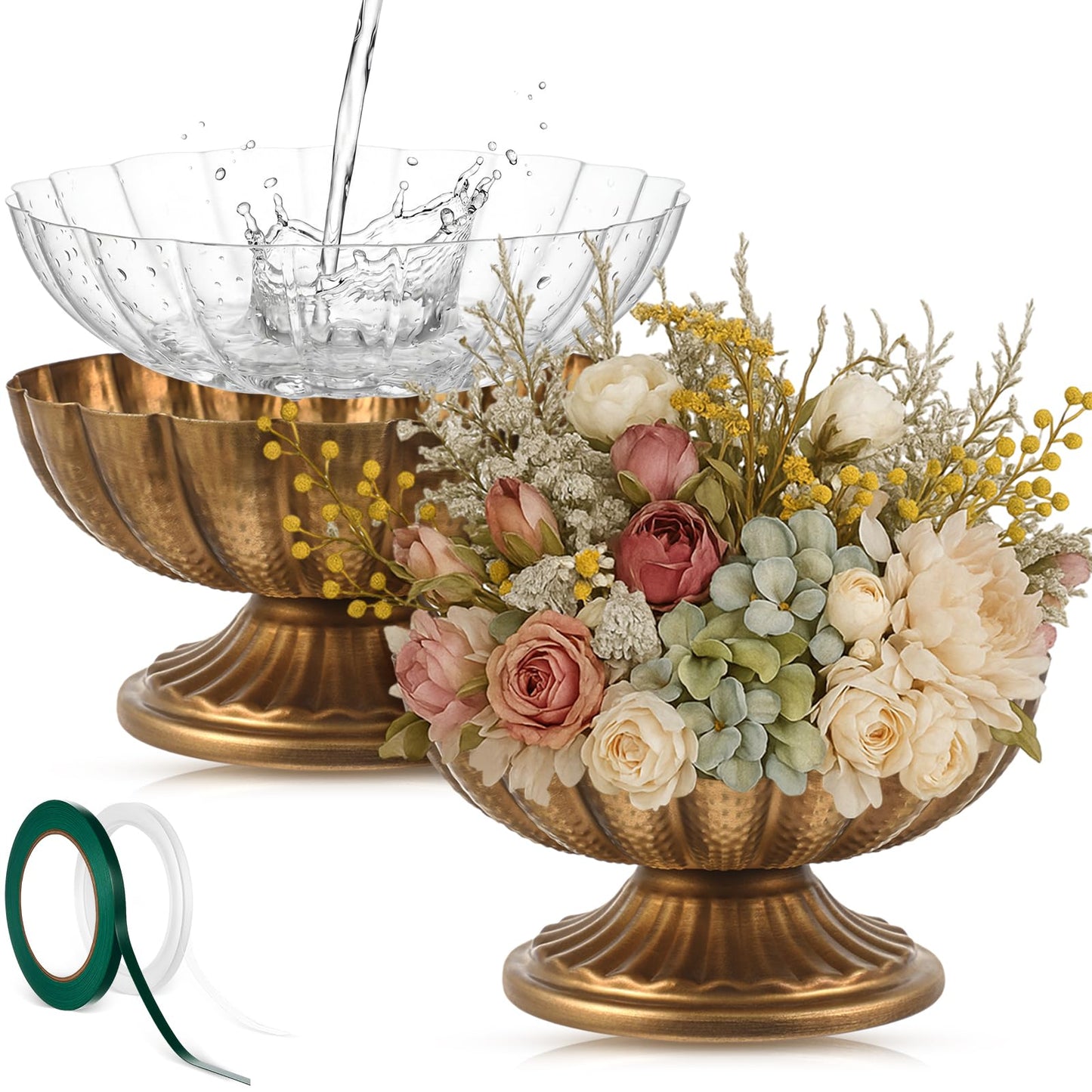Ninehaoou Metal Compote Bowl Vase Centerpiece