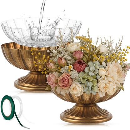 Ninehaoou Metal Compote Bowl Vase Centerpiece