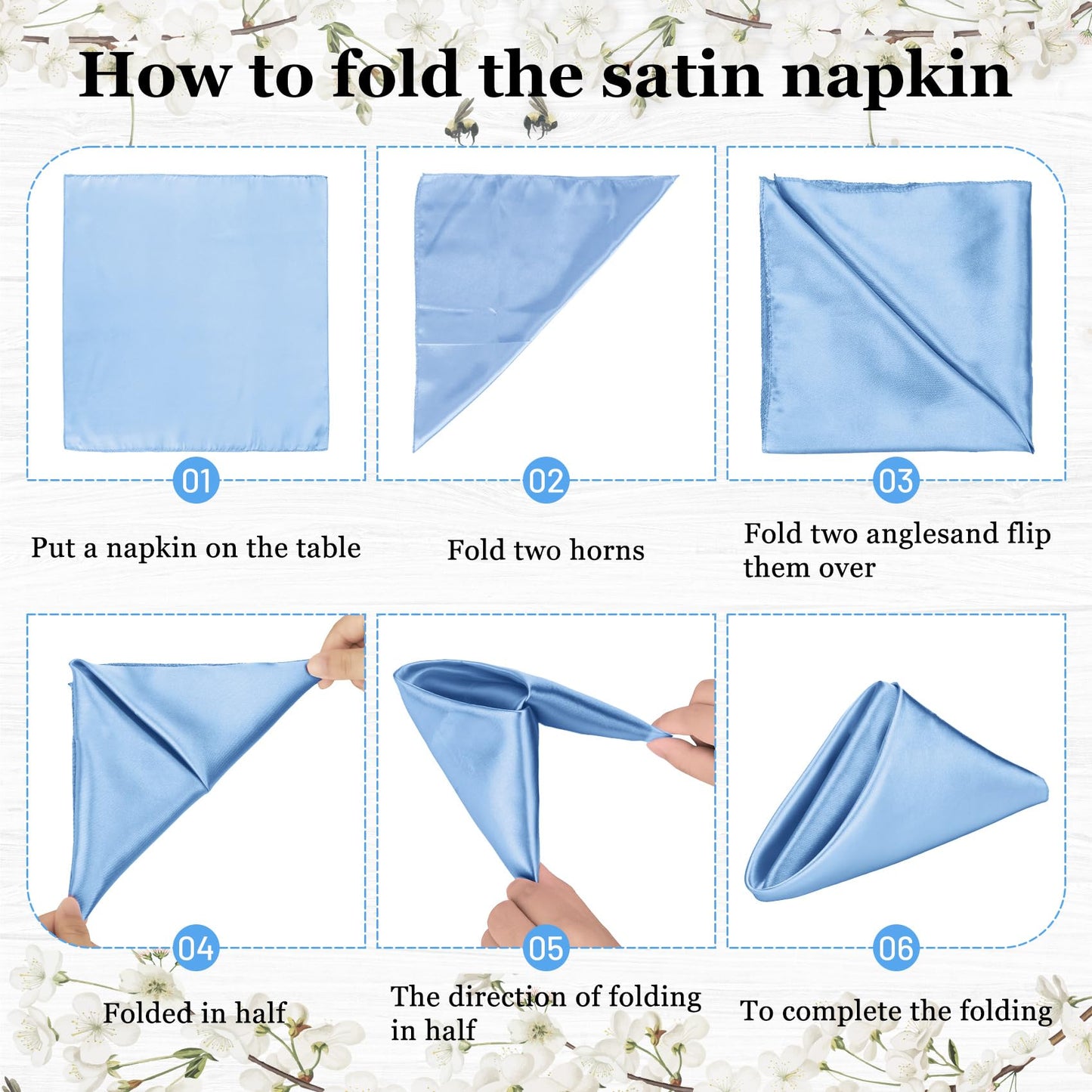 80-Pack Blue Mist Satin Dinner Napkins, 17 x 17 Inches