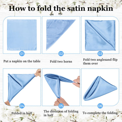 80-Pack Blue Mist Satin Dinner Napkins, 17 x 17 Inches