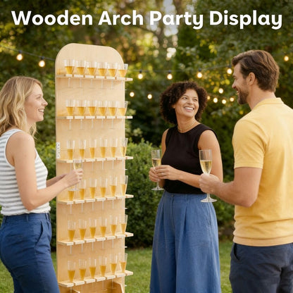 Sicrifety 5.9 ft 6-Tier Champagne Wall Holder, Wood Champagne Wall